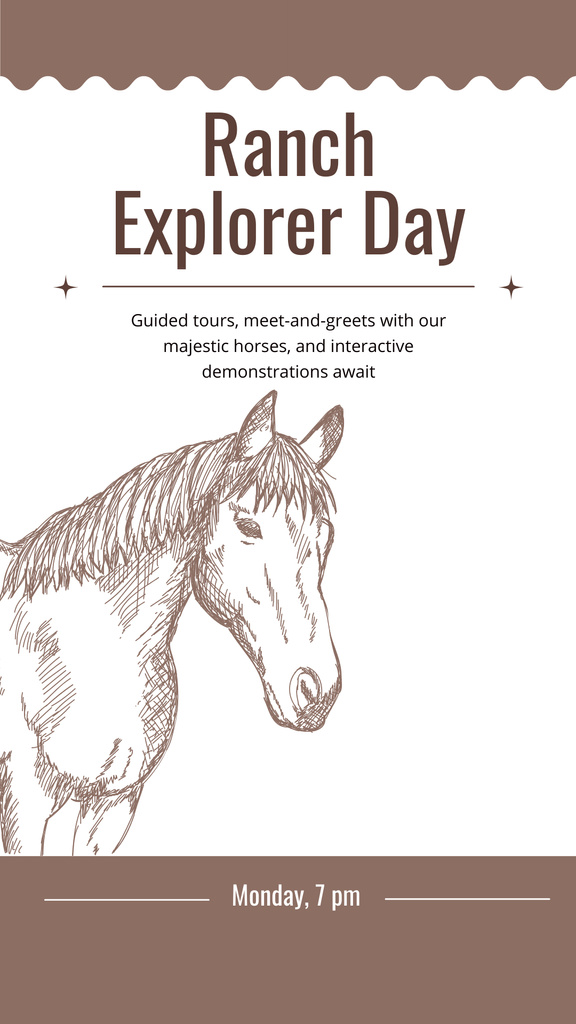Ranch Visit Day Announcement with Horse Sketch Instagram Story tervezősablon