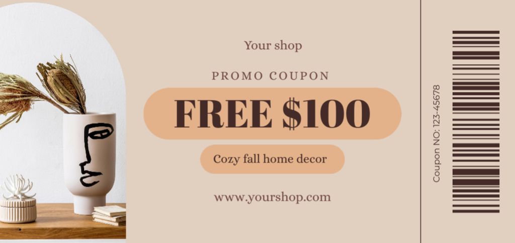 Home Decor Special Offer Coupon Din Large Design Template