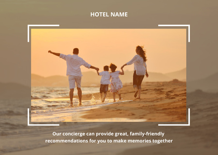 Happy Family on Vacation Postcard Design Template