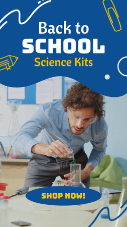 Plantilla de diseño de Oferta de kits de ciencia esenciales para la escuela TikTok Video 