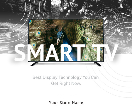 Plantilla de diseño de Nuevo Smart TV con imagen de pavo real Large Rectangle 