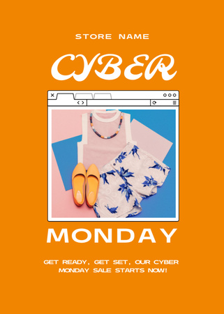 Designvorlage Apparel Sale on Cyber Monday für Flayer
