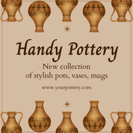 Handmade Pottery Discount Announcement Instagram Design Template