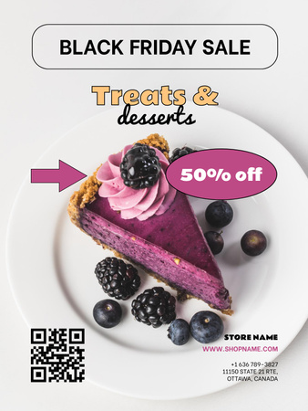 Platilla de diseño Desserts Sale on Black Friday Poster US
