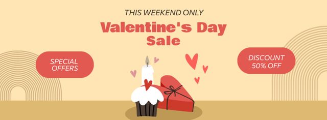 Ontwerpsjabloon van Facebook cover van Special Offer Discounts for Valentine's Day