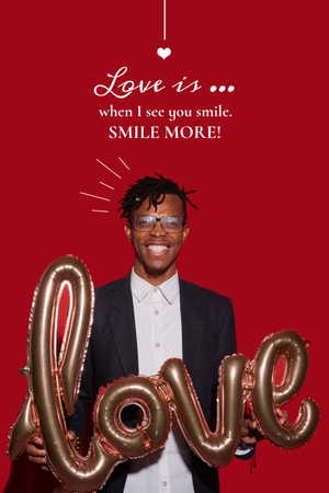 Valentine's Day Greeting with Handsome Young Man Postcard 4x6in Vertical Design Template