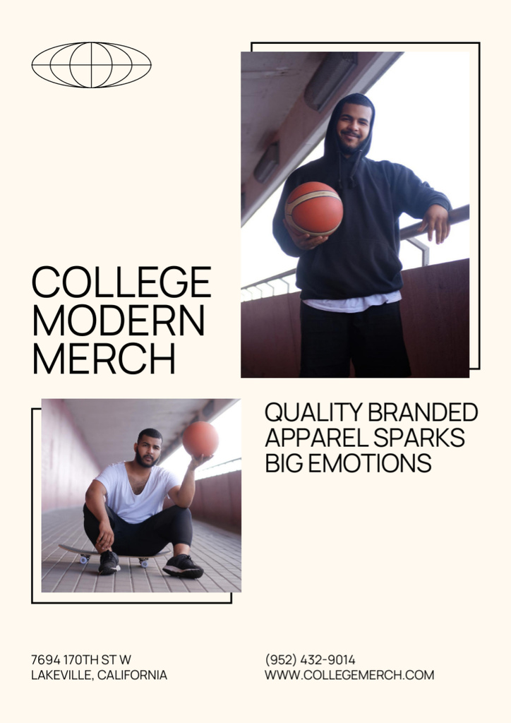 Modern Student Apparel Offer with Stylish Basketball Player Poster A3 Design Template