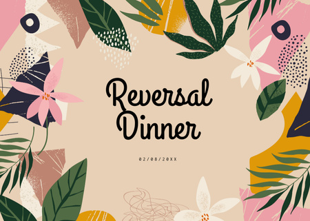 Reversal Dinner Announcement in Floral Frame Postcard 5x7in tervezősablon