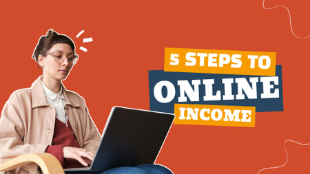 Platilla de diseño Steps to Earn Income Online YouTube intro