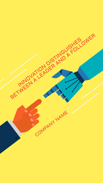 Quote about Innovation with Hands of Human and Robot Instagram Video Story Design Template