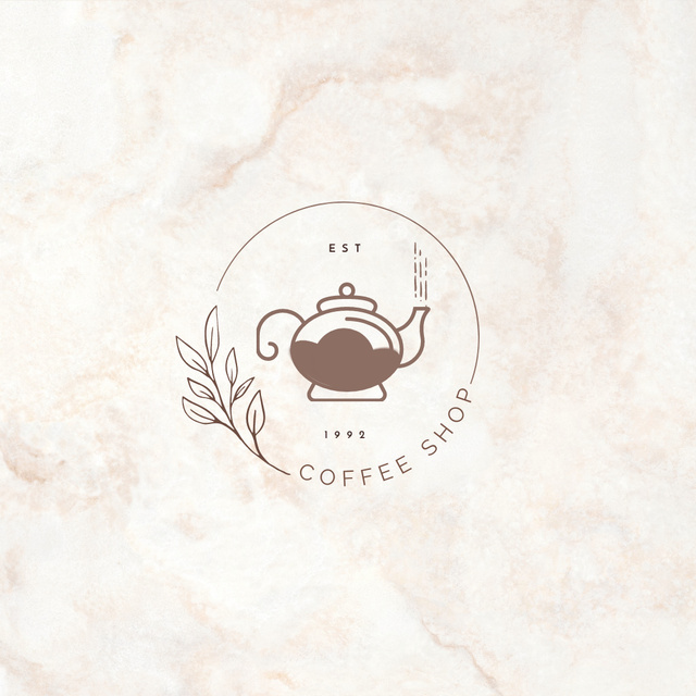 Lovely Coffee Shop Ad with Coffee Pot Logo 1080x1080pxデザインテンプレート