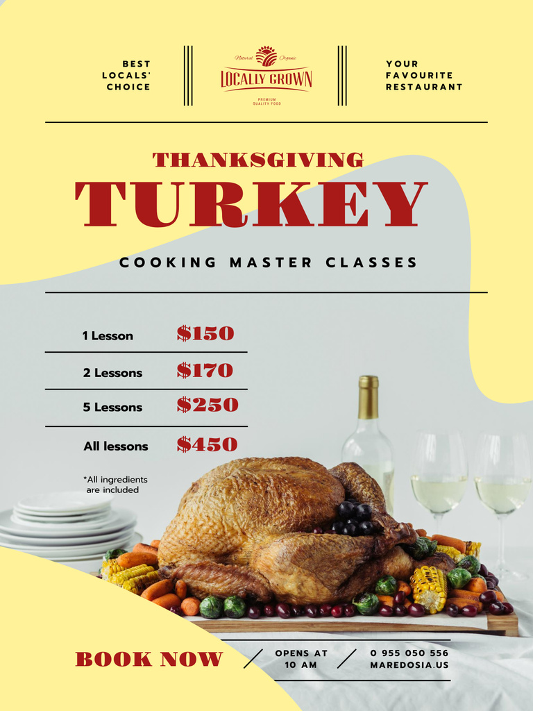 Thanksgiving Turkey Cooking Lesson Poster 36x48in Tasarım Şablonu