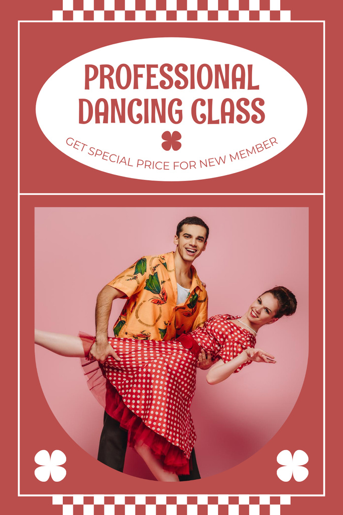 Ad of Professional Dancing Class with Couple Pinterest Tasarım Şablonu