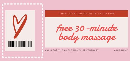 Voucher for Free Body Massage for Valentine's Day Coupon Din Large Design Template