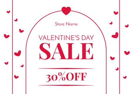 Simple Ad of Valentine's Day Sale Postcard Design Template