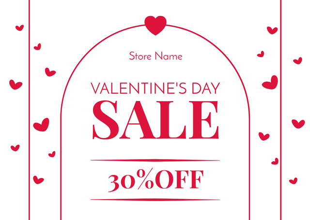 Ontwerpsjabloon van Postcard van Simple Ad of Valentine's Day Sale