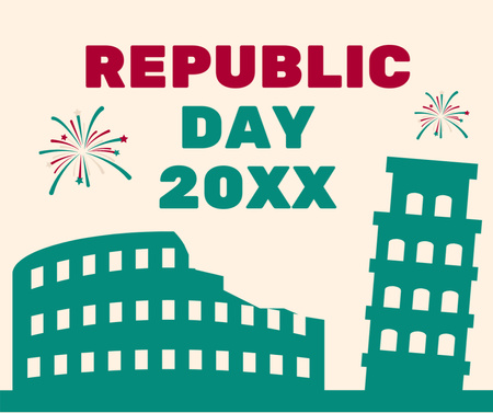 Ontwerpsjabloon van Facebook van Italian Republic Day Holiday Greeting