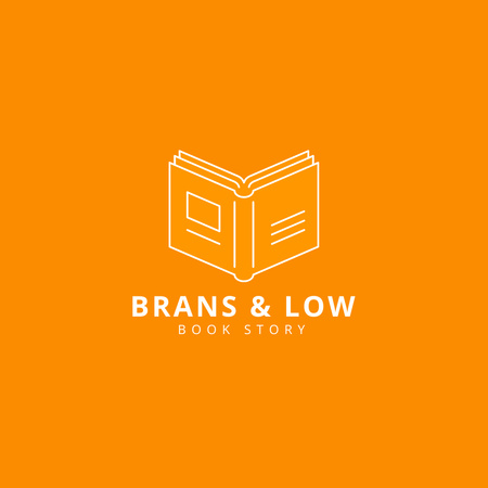 Designvorlage Ankündigung des Buchladens mit Emblem in Orange für Logo