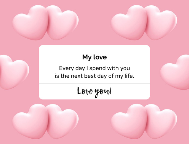 Ontwerpsjabloon van Postcard 4.2x5.5in van Love Message With Hearts In Pink