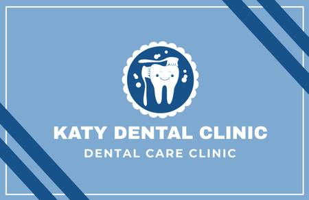 Dental Care Clinic Ad with Illustration of Cute Tooth Business Card 85x55mm – шаблон для дизайну