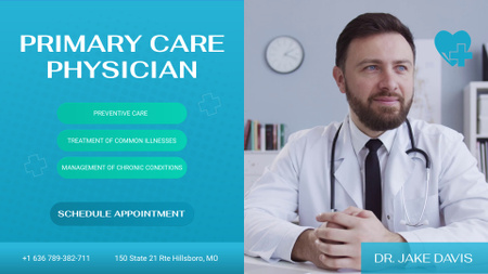Platilla de diseño Primary Care Physician Doctor Offer Full HD video