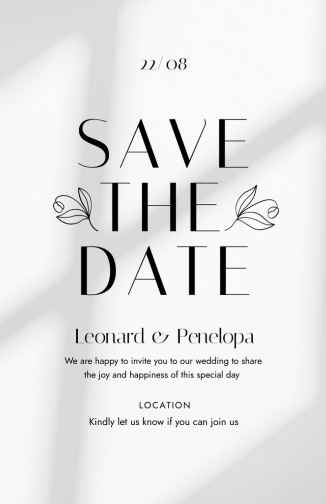 Save Date Event Laconic Announcement Invitation 5.5x8.5in Modelo de Design