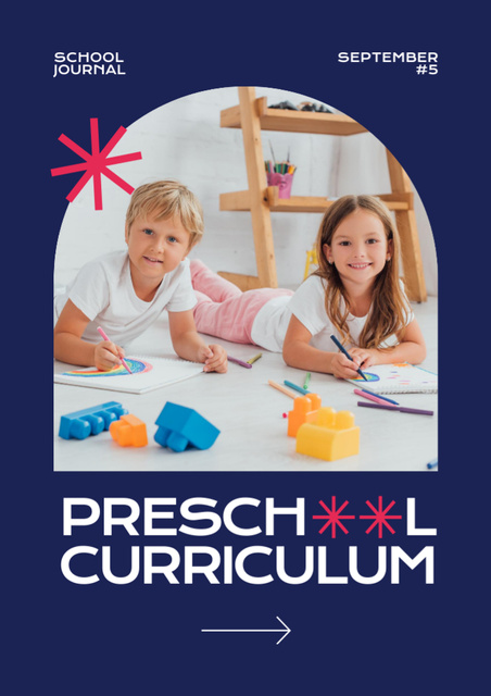 School Apply Announcement with Preschool Curriculum Newsletter Tasarım Şablonu