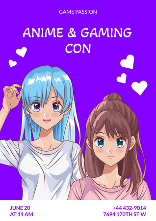 Designvorlage Anime Gaming Festival Announcement für Poster