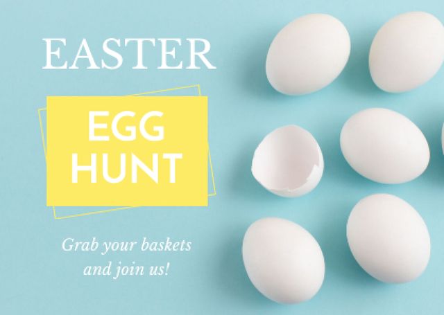 Egg Hunt Invitation Easter with Eggs Shells Postcard Design Template