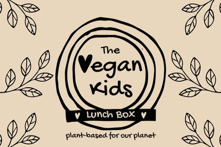 Çocuklar için Vegan Öğle Yemeği Kutuları Label Tasarım Şablonu