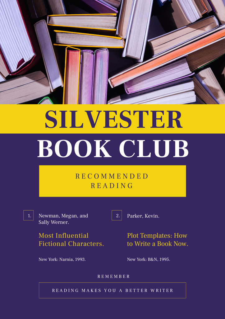 Book Club Promotion in Purple Poster Design Template