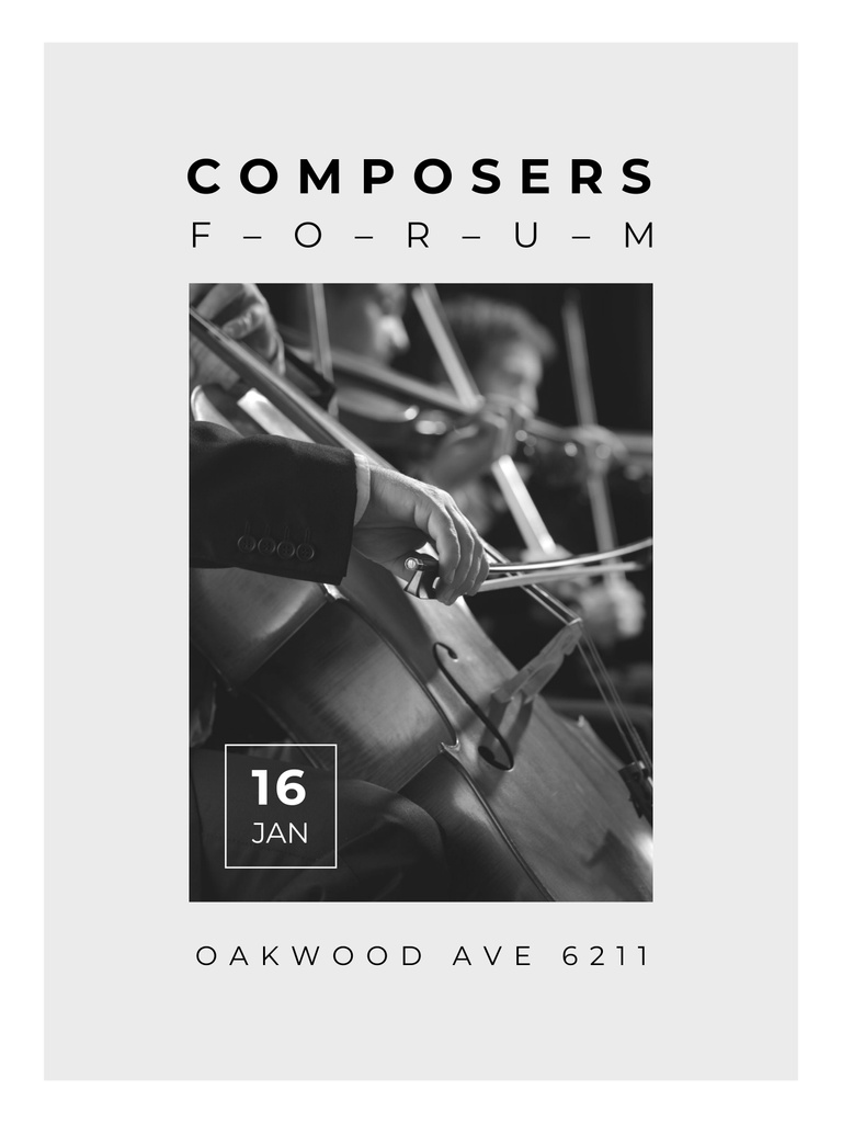 Composers Forum Event Announcement on Grey Poster 36x48in Design Template