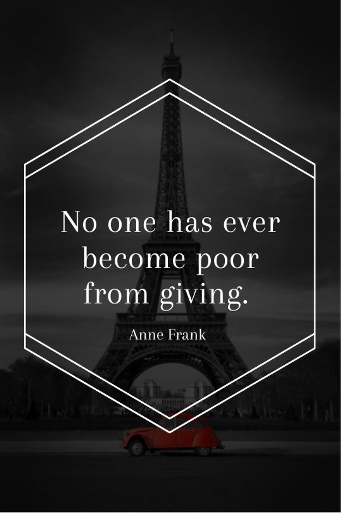 Designvorlage Charity Quote on Eiffel Tower view für Tumblr