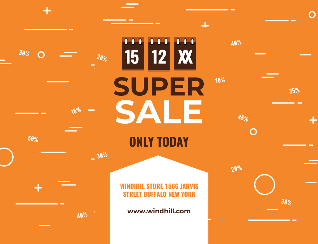 Store Sale Offer With Tags In Orange Invitation 13.9x10.7cm Horizontal Design Template