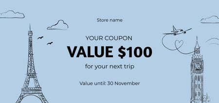 Scenic Travel Tour Offer To Europe Coupon Din Large Design Template