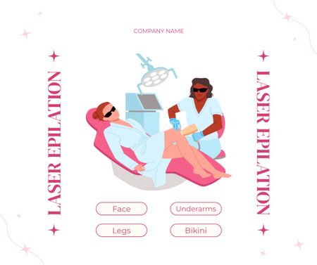Gözlüklü Kadınlarla Lazer Epilasyon Hizmetinde Kadın Facebook Tasarım Şablonu