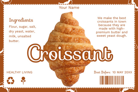Ontwerpsjabloon van Label van Gezonde Croissants Detailhandel