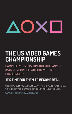 Video Games Championship Announcement Invitation 4.6x7.2in Design Template