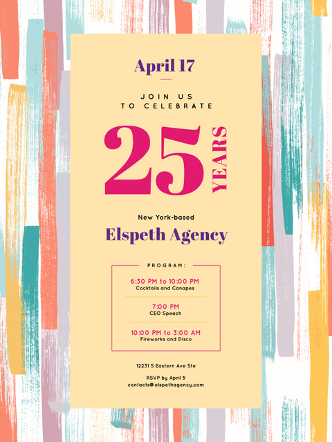 Colorful Anniversary Event Celebration with Confetti Poster 36x48in Design Template