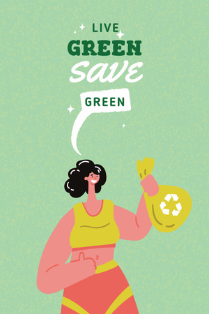 Modèle de visuel Concept de mode de vie végétalien avec Woman holding Groceries - Pinterest