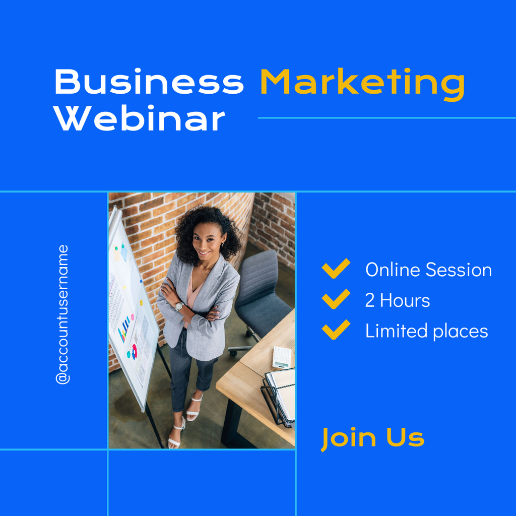 Platilla de diseño Business Marketing Strategy Webinar Instagram