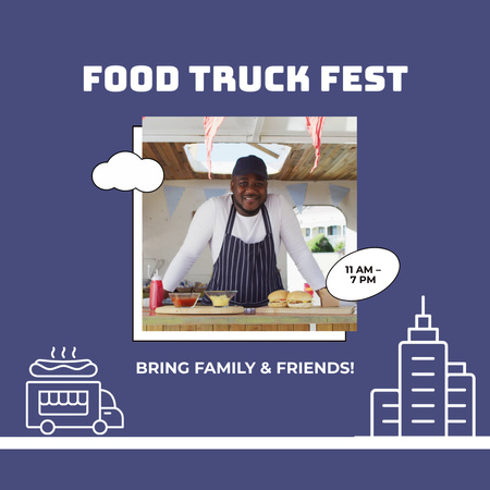 Food Truck Festival Announcement Animated Post Design Template