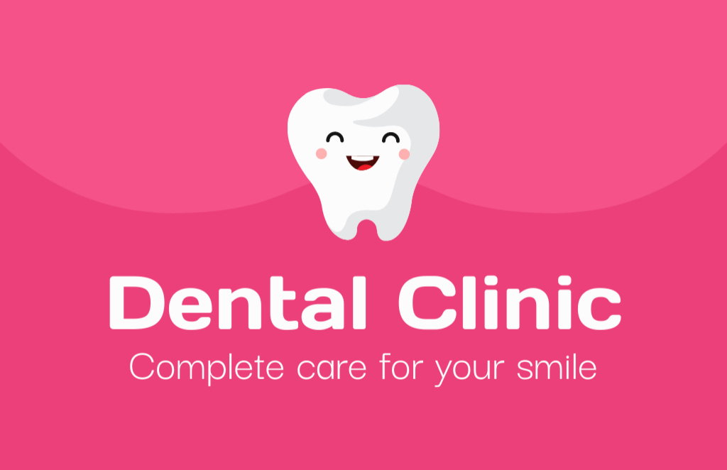 Reminder of Visit to Dentist on Pink Business Card 85x55mm Tasarım Şablonu