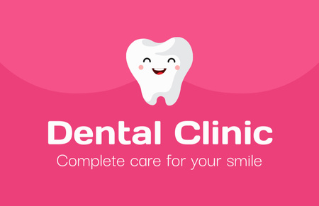Reminder of Visit to Dentist on Pink Business Card 85x55mm Design Template