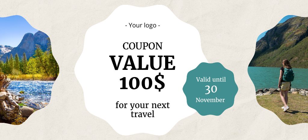 Travel Tour Offer Coupon 3.75x8.25in Design Template