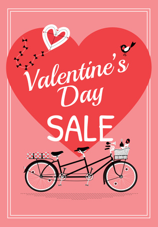 Valentine's day sale with Romantic bike Poster 28x40in Design Template