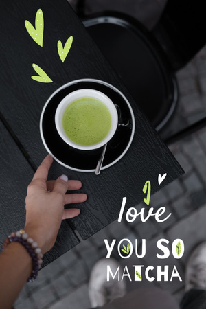 Matcha Tea on Table Pinterest Design Template