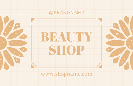 Beauty Shop Loyalty Program on Beige Business Card 85x55mm Design Template