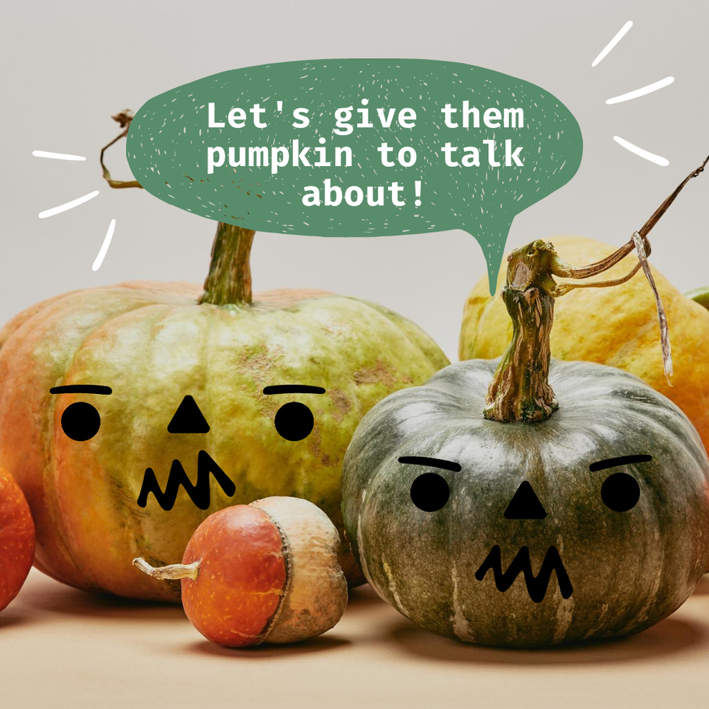 Pumpkins with Funny Faces Instagram Design Template