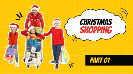 Christmas Fun Shopping with Family Youtube Thumbnail Design Template